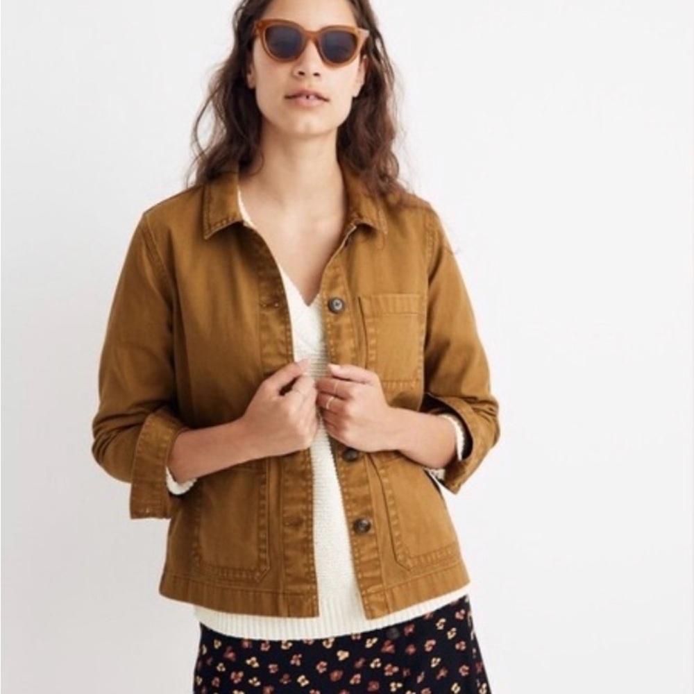 Madewell Women's Garment-Dyed Ashwood Chore Coat, Dark Tobacco, Small